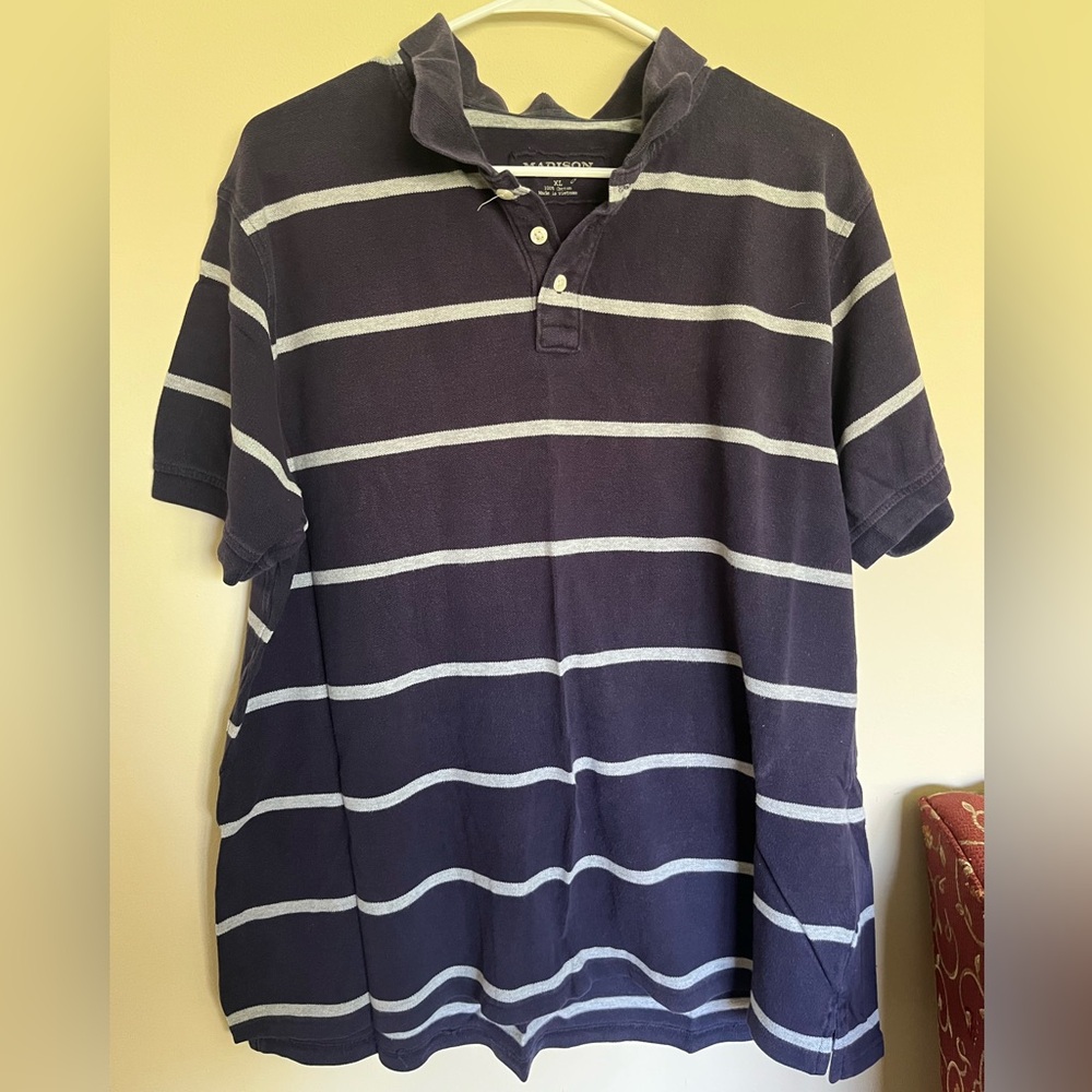Navy Striped Polo Shirt